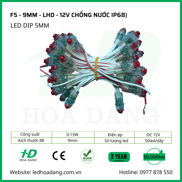Led F5-12V siêu sáng, chống nước hoàn hảo Led F5-12V siêu sáng, chống nước hoàn hảo