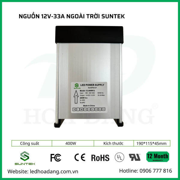 Thông số kỹ thuật nguồn led 12v-33A 400W